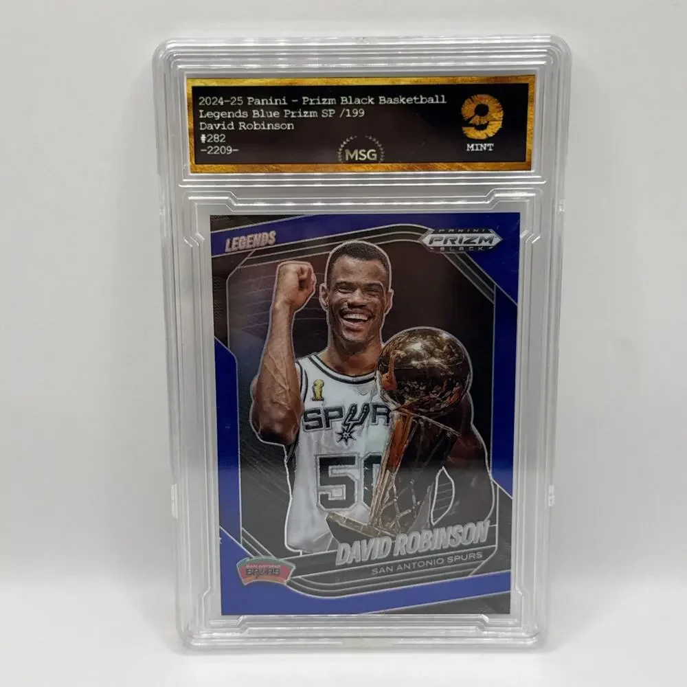 2024-25 Panini Prizm Black David Robinson LEGENDS Blue Prizm /199 Graded 9 Mint
